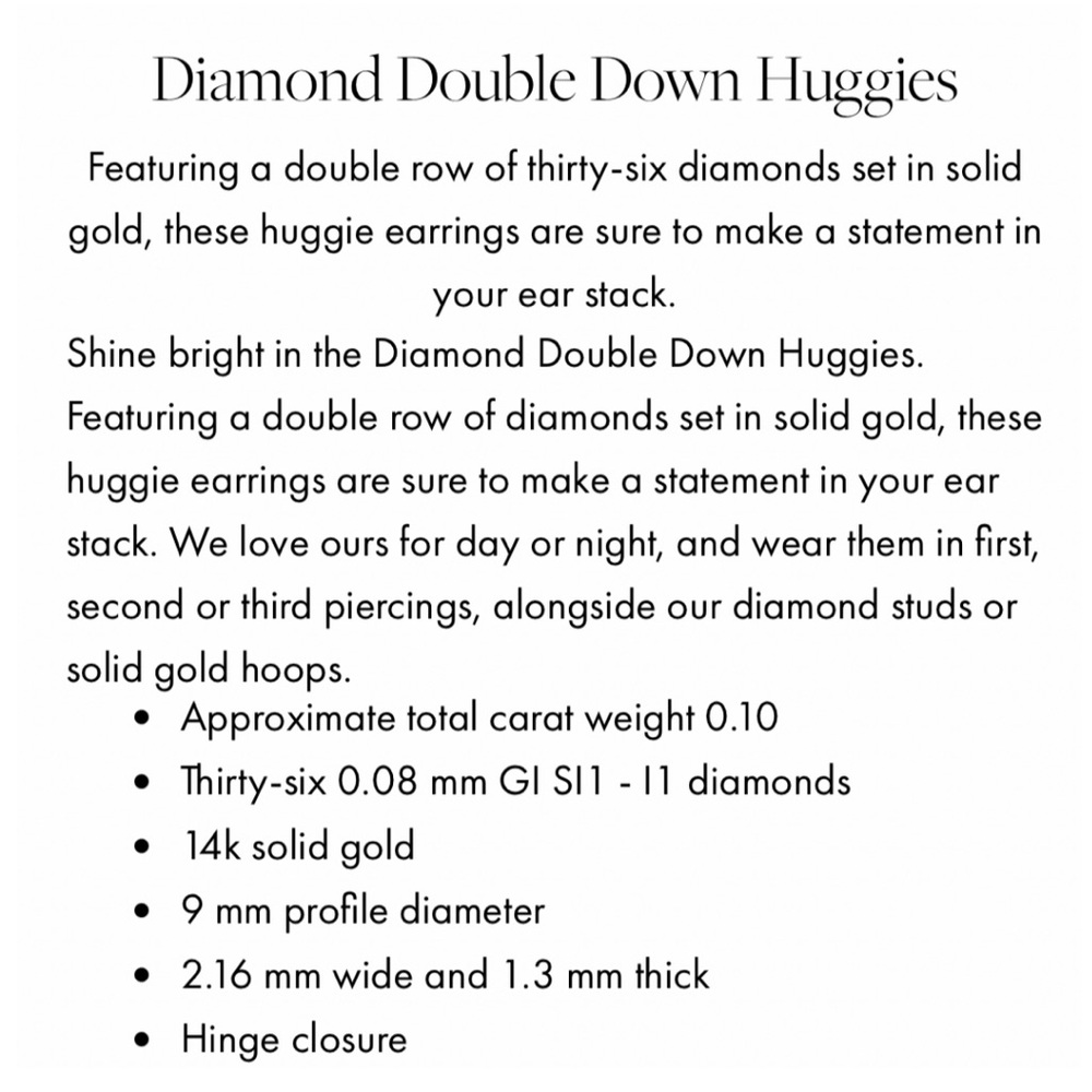 PAIR 2️⃣✌️Gorjana Diamond Double Down 14k Yellow Gold Huggies Tiny Hoop Earrings - Picture 10 of 13